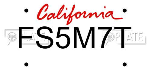 FS5M7T California License Plate