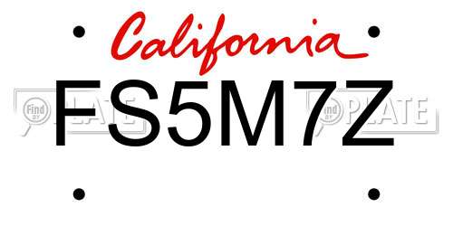 FS5M7Z California License Plate