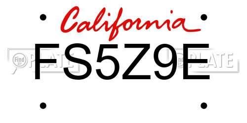 FS5Z9E California License Plate