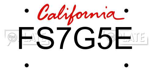 FS7G5E California License Plate
