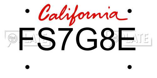 FS7G8E California License Plate