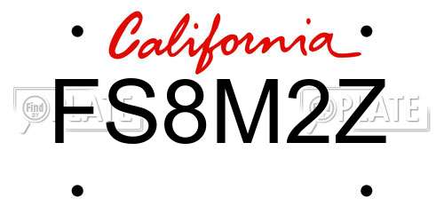 FS8M2Z California License Plate