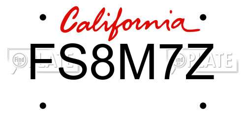 FS8M7Z California License Plate