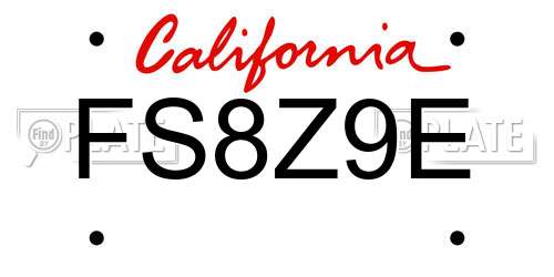FS8Z9E California License Plate