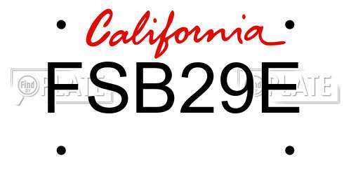 FSB29E California License Plate