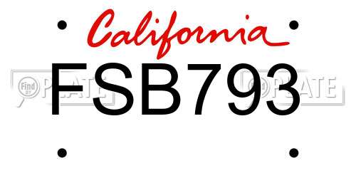 FSB793 California License Plate