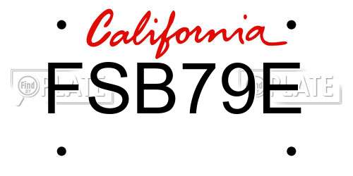 FSB79E California License Plate
