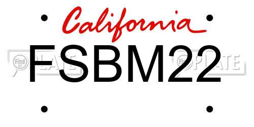 FSBM22 California License Plate