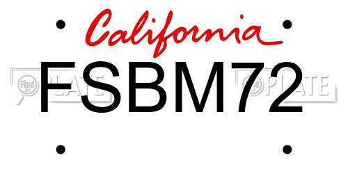 FSBM72 California License Plate