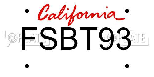 FSBT93 California License Plate
