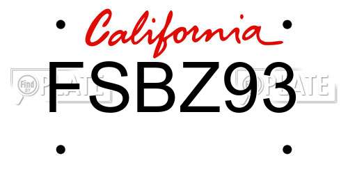 FSBZ93 California License Plate