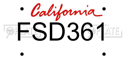 FSD361 California License Plate
