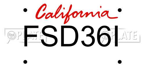 FSD36I California License Plate