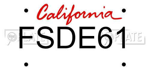 FSDE61 California License Plate