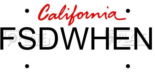 FSDWHEN California License Plate