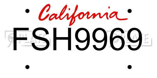 FSH9969 California License Plate