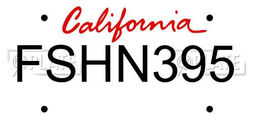 FSHN395 California License Plate