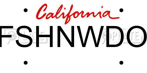 FSHNWDO California License Plate