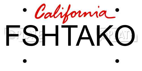FSHTAKO California License Plate