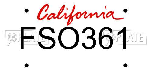 FSO361 California License Plate