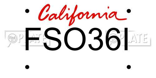 FSO36I California License Plate