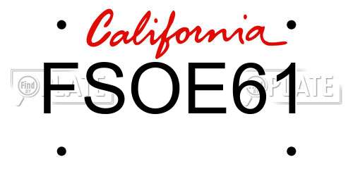 FSOE61 California License Plate