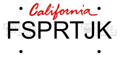 FSPRTJK California License Plate