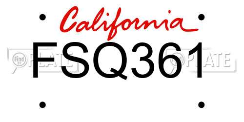 FSQ361 California License Plate