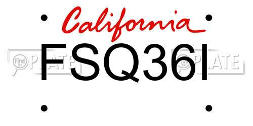 FSQ36I California License Plate