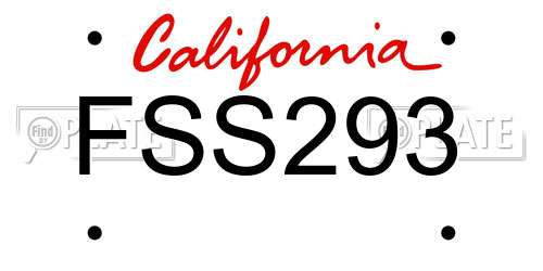 FSS293 California License Plate