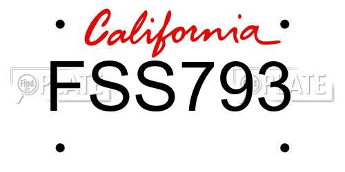FSS793 California License Plate