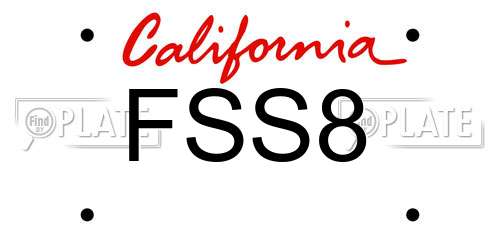 FSS8 California License Plate