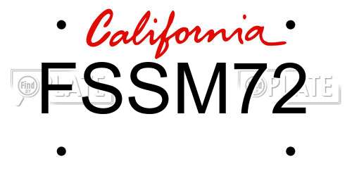 FSSM72 California License Plate