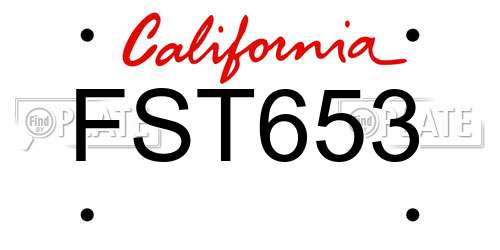 FST653 California License Plate