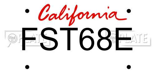 FST68E California License Plate