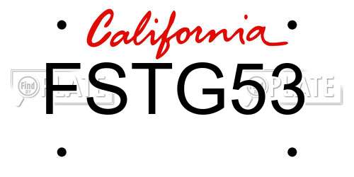 FSTG53 California License Plate