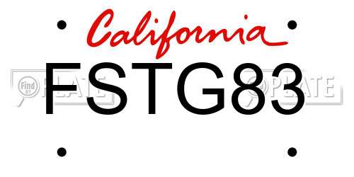 FSTG83 California License Plate