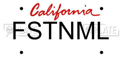 FSTNML California License Plate