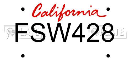 FSW428 California License Plate