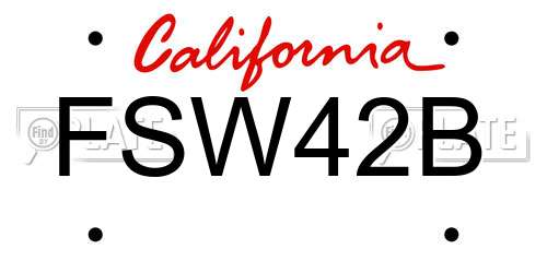 FSW42B California License Plate