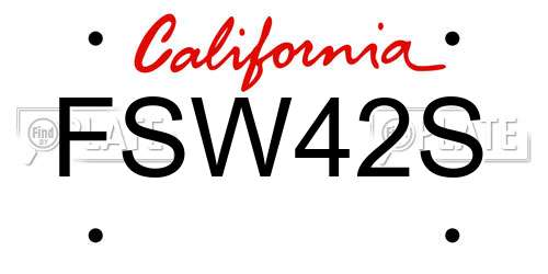 FSW42S California License Plate