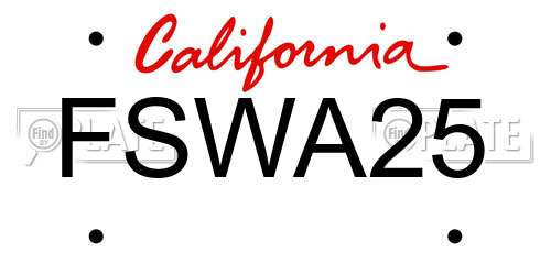 FSWA25 California License Plate