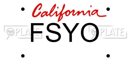 FSYO California License Plate
