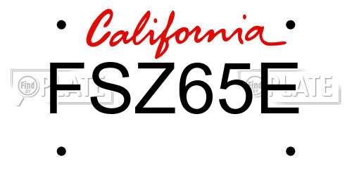 FSZ65E California License Plate