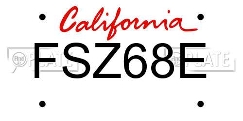FSZ68E California License Plate