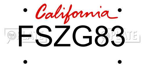 FSZG83 California License Plate