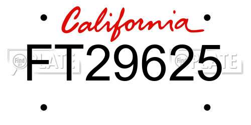 FT29625 California License Plate