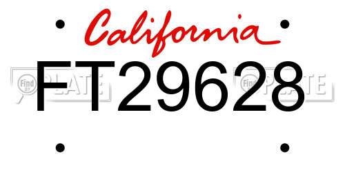 FT29628 California License Plate