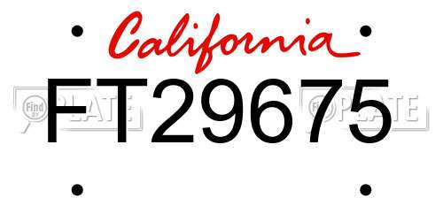 FT29675 California License Plate