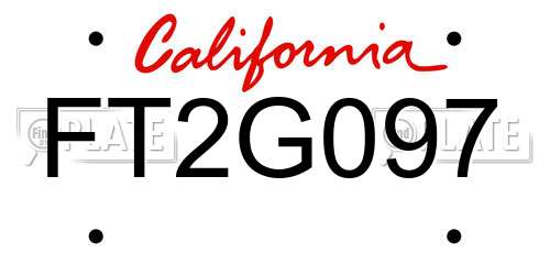 FT2G097 California License Plate